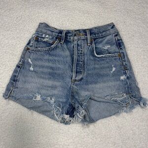 Agolde Women Medium Wash Jaden Cut Out Denim Shorts